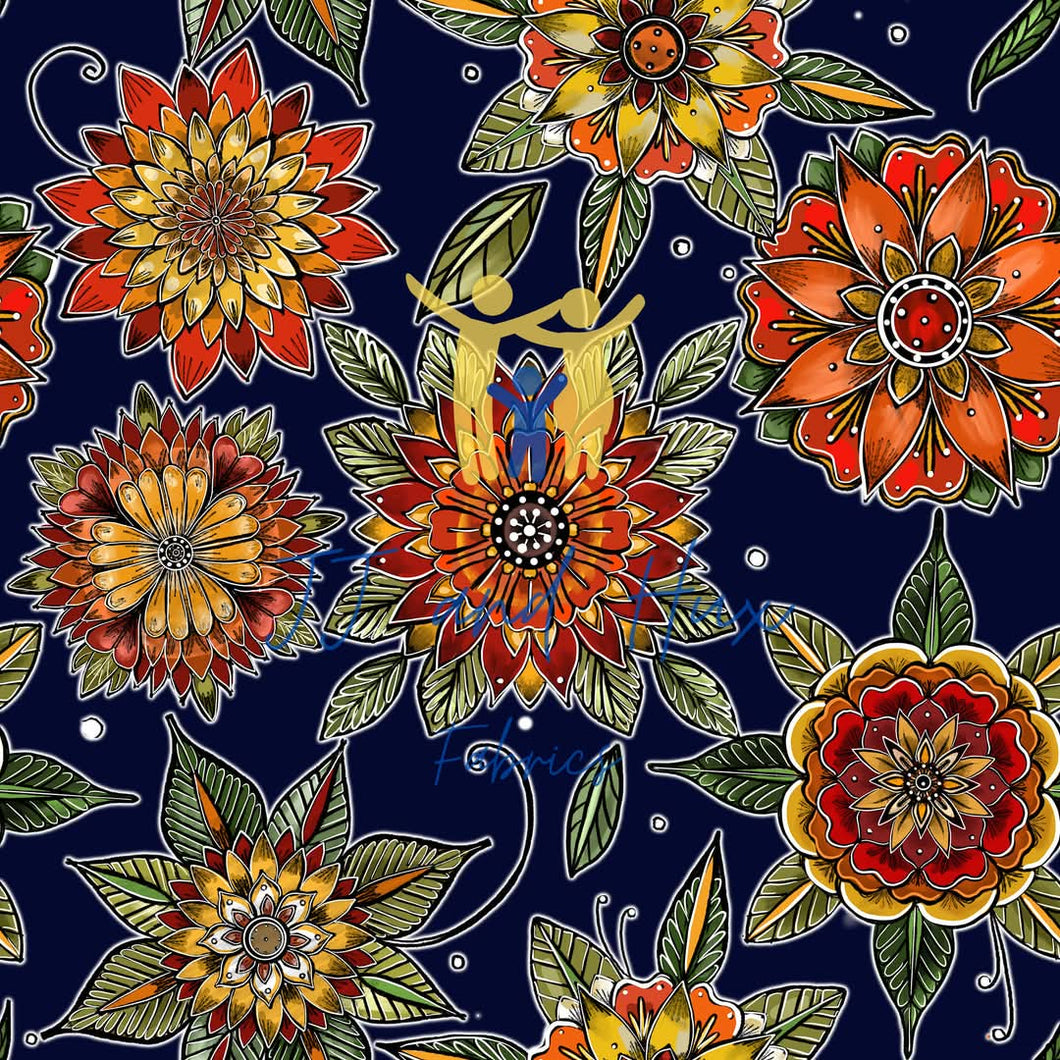 Floral Delights - Navy