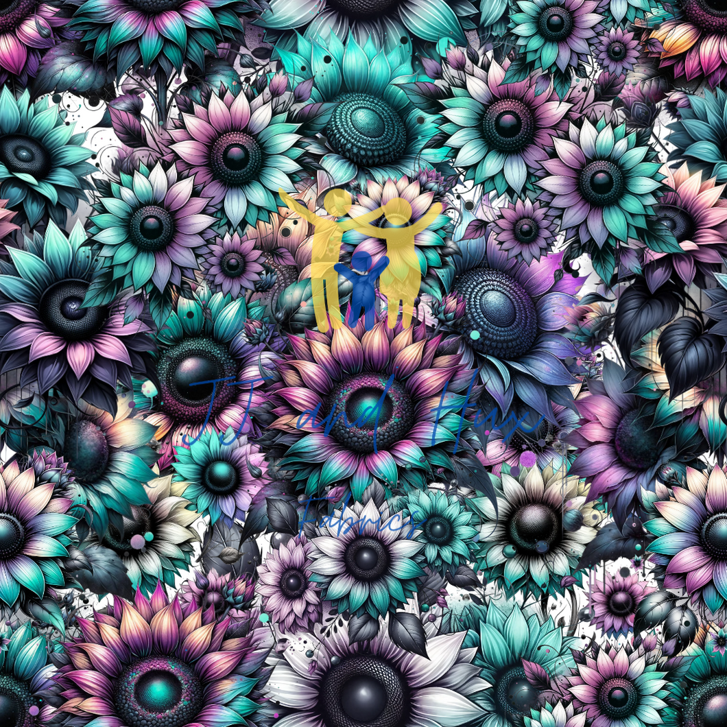 Teal and Purple Sunflowers Jumble