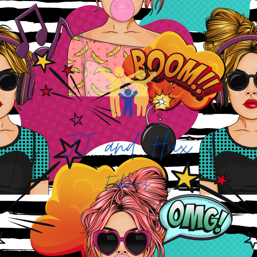 Pop Art Ladies on Stripe
