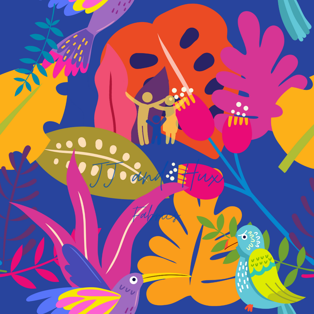Birds and Leaf - Blue