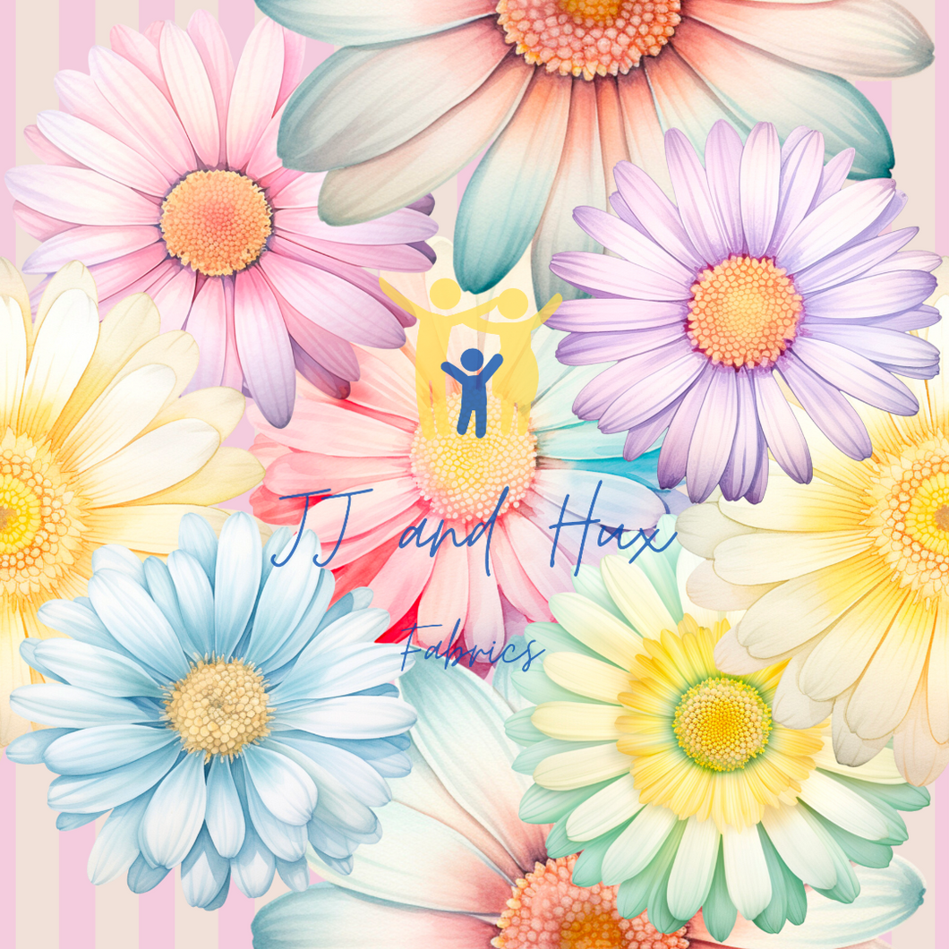 Daisies - Pink and Lemon Stripes